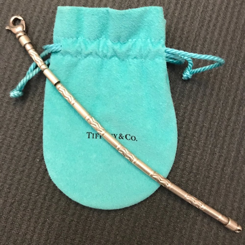 Tiffany & Co. Sterling Aztec Zig Zag Beaded Bar Germany Bracelet 7 1/2"